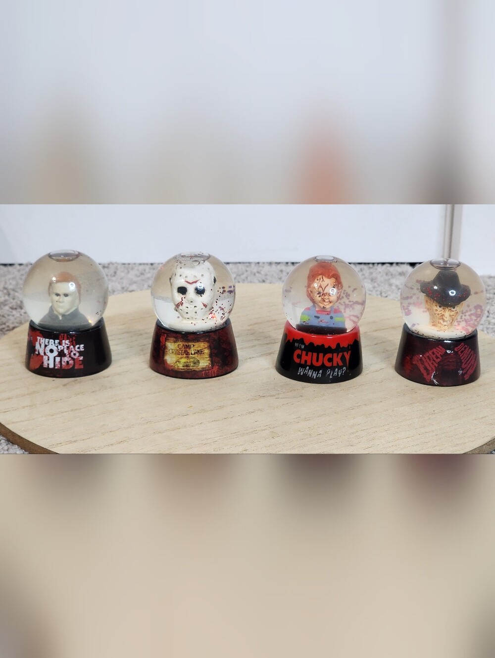 80's Horror Movie Character Snow Globes, Michael Myers, Jason, Chucky, Freddy